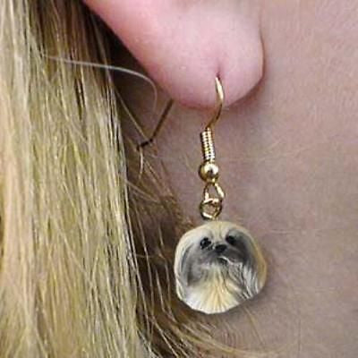 Dangle Style PEKINGESE Dog Head Resin Earrings Jewelry