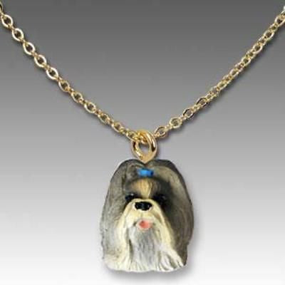 Dog on Chain SHIH TZU MIX COLOR Resin Dog Head Necklace Pendant