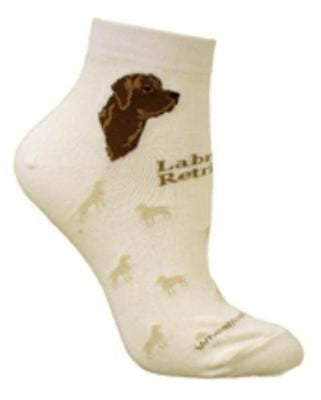 CLEARANCE..Adult Medium LAB RETRIEVER CHOCOLATE Anklet Socks/Cream