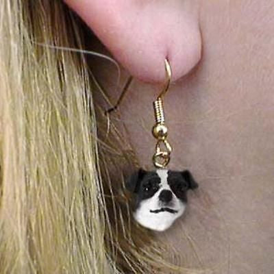 Dangle Style JACK RUSSELL B/W Dog Head Resin Earrings Jewelry