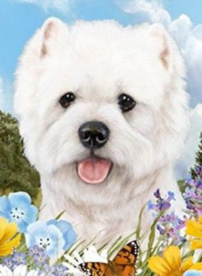 Dog Breed Flag Westie Westhighland Terrier Dog Small Size Outdoor Garden Flag