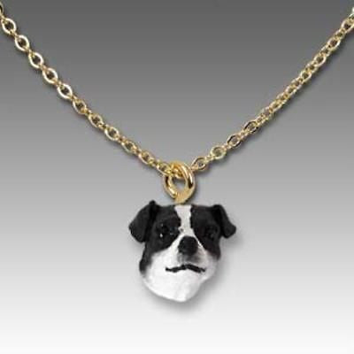 Dog on Chain JACK RUSSELL B/W Resin Dog Head Necklace Pendant