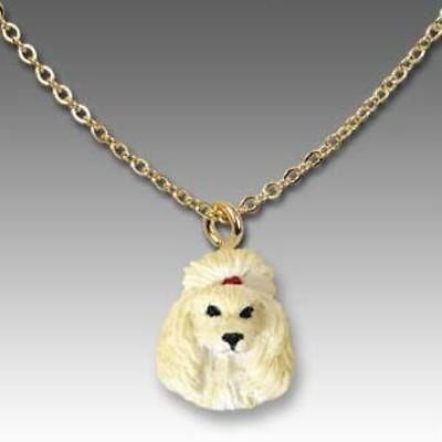 Dog on Chain POODLE APRICOT Resin Dog Head Necklace Pendant