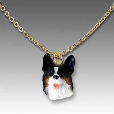 Dog on Chain WELSH CORGI TRI Resin Dog Head Necklace Pendant