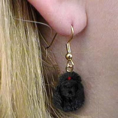 Dangle Style POODLE BLACK Dog Head Resin Earrings Jewelry