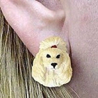 Post Style POODLE APRICOT Resin Dog Head Post Earrings