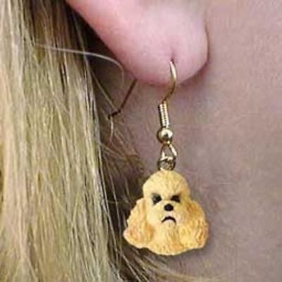 Dangle Style POODLE MINI APRICOT Dog Head Resin Earrings Jewelry