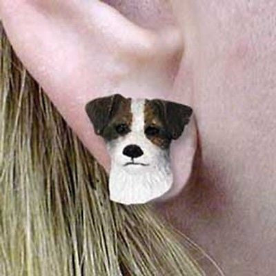 Post Style JACK RUSSELL TERRIER Brown Resin Dog Head Post Earrings
