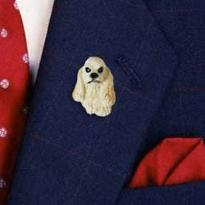 Resin Pin COCKER SPANIEL BLONDE Dog Head Resin Hat Pin Tietac Pin Jewelry