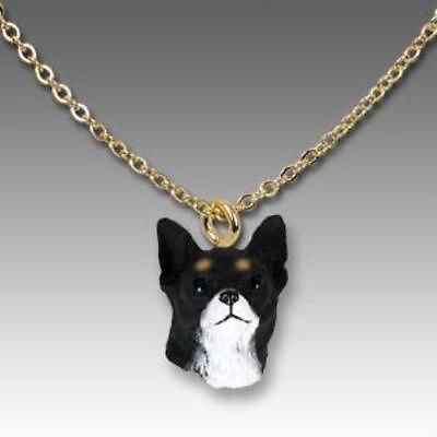 Dog on Chain CHIHUAHUA BLACK Resin Dog Head Necklace Pendant