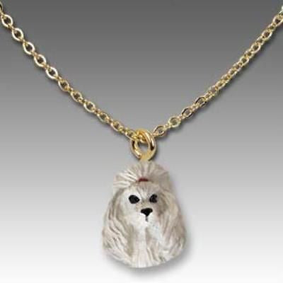 Dog on Chain POODLE GRAY Resin Dog Head Necklace Pendant
