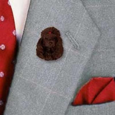 Resin Pin POODLE CHOCOLATE Dog Head Resin Hat Pin Tietac Pin Jewelry