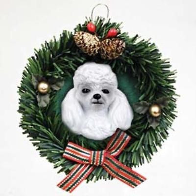 Wreath Xmas Ornament POODLE WHITE Dog Christmas Ornament RETIRED