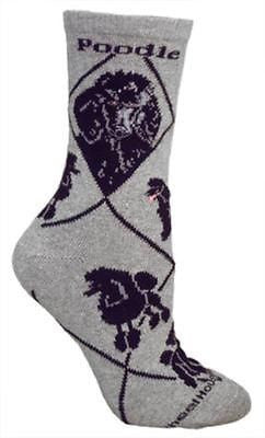 Adult Socks POODLE BLACK Dog Breed Gray size Medium Made in USA