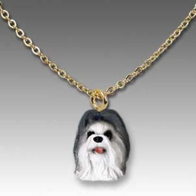 Dog on Chain SHIH TZU GRAY Resin Dog Head Necklace Pendant