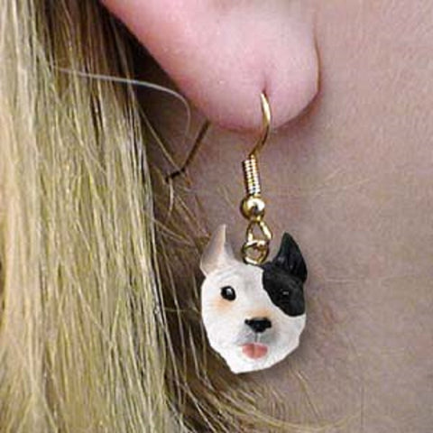 Dangle Style PITBULL TERRIER Dog Head Resin Earrings Jewelry