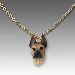 Dog on Chain GREAT DANE FAWN Resin Dog Head Necklace Pendant