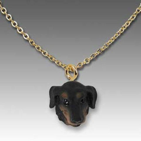 Dog on Chain DACHSHUND BLACK Resin Dog Head Necklace Pendant