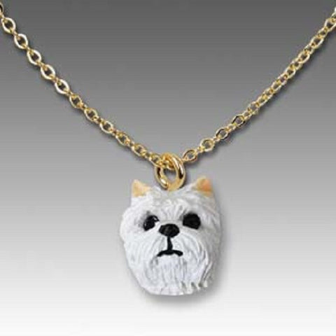 Dog on Chain WESTIE TERRIER Resin Dog Head Necklace Pendant