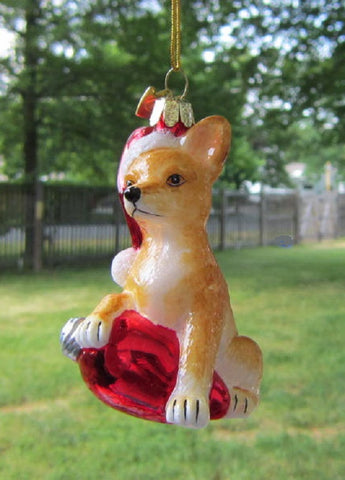 Glass Ornament CHIHUAHUA w/Holiday Bulb Dog Christmas Ornament Retired