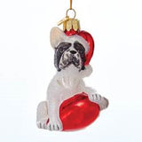 Glass Ornament FRENCH BULLDOG w/Holiday Bulb Dog Christmas Retired
