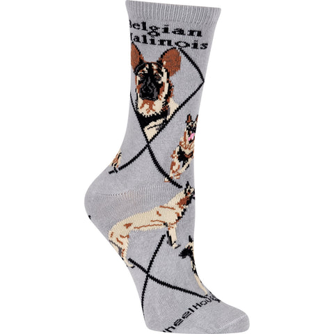 Adult Socks BELGIAN MALINOIS Dog Breed Gray size Medium Made in USA