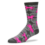 Horse Adult Socks DAMASK HORSE PINK/GREY Womens size Medium 6-10