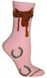 Horse Socks WESTERN SADDLE Adult Socks Pink Color size Medium Made in USA