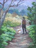 Artwork Corgi Matted Print 8 x 10 from the Painting A SLOW WALK IN THE WOODS