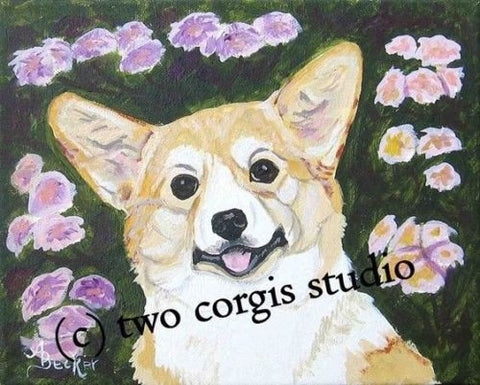 Artwork Corgi Matted Print 8 x 10 from the Painting FIONA CORGI