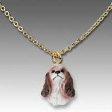 Dog on Chain COCKER SPANIEL BRN/WHT Resin Dog Necklace...Clearance Priced