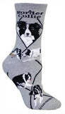 Adult Socks BORDER COLLIE Dog Breed Gray size Medium Made in USA