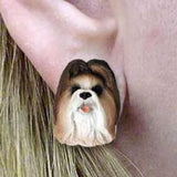 Post Style SHIH TZU BROWN Resin Dog Post Earrings Jewelry...Clearance Priced