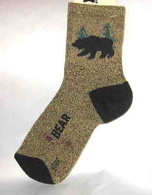 Wildlife Animal BEAR SILHOUETTE Adult Cushioned Socks size Large 10-13