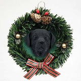Wreath Xmas Ornament LAB RETRIEVER BLACK Dog Christmas Ornament RETIRED