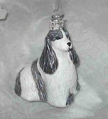 Fine Quality COCKER SPANIEL B/W Glass Xmas Ornament...Clearance Priced