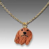 Dog on Chain DACHSHUND LONGHAIR RED Resin Dog Necklace...Clearance Priced