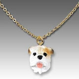 Dog on Chain BULLDOG WHITE Resin Dog Necklace Pendant...Clearance Priced