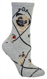 Adult Socks PUG Dog Breed Gray size Medium Made in USA