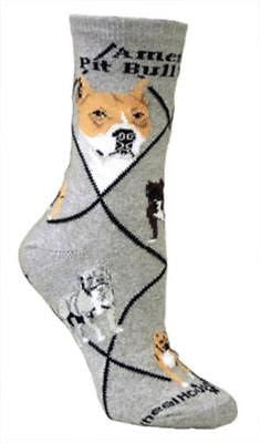 Adult Socks AMERICAN PITBULL Dog Breed Gray size Medium Made in USA