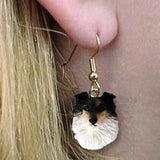 Dangle Style SHELTIE TRI-COLOR Dog Resin Earrings Jewelry...Clearance Priced
