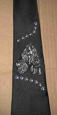 Mens Necktie COCKER SPANIEL BLACK Dog Polyester Tie....Clearance Priced