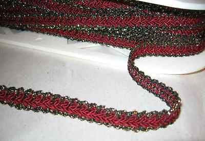 St Louis Trimming Maroon/Wine Metallic Edge Gimp Braid Trim 1/2" wide