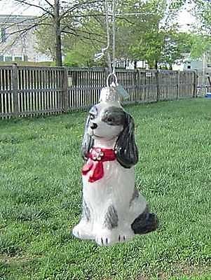 Quality Glass CAVALIER KING CHARLES B/W III Blown Glass Dog Christmas Ornament