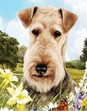 Outdoor Small Flag Airedale Terrier Dog Summer Flowers Garden Flag
