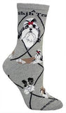 Adult Socks SHIH TZU Dog Breed Gray size Medium Made in USA