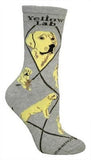 Adult Socks LAB RETRIEVER YELLOW Dog Breed Gray size Medium Made in USA