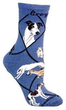 Adult Socks GREYHOUND Dog Breed Blue size Medium Made in USA
