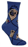 Adult Socks PUG Dog Breed Blue size Medium Made in USA