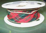 St Louis Trim Wired Red/Green/Gold Plaid Ribbon 1" wide 3 YRDS CLEARANCE SALE